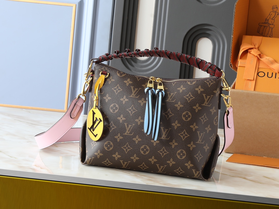 Louis Vuitton LV Classic Handbag Premium Canvas Model M25727 Padlock Detail Weekend Getaway Fashion Bag